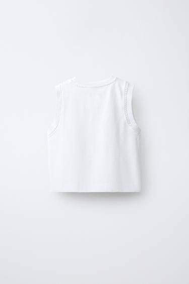 T-SHIRT LOURD EN JERSEY BRODÉ - Blanc de Zara - Image 1