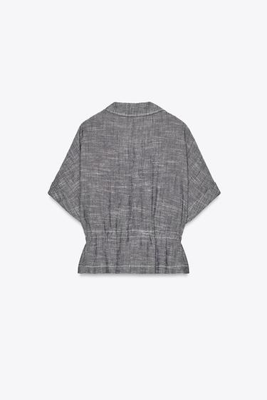SAFARI-HEMD MIT LEINEN - Indigoblau von Zara