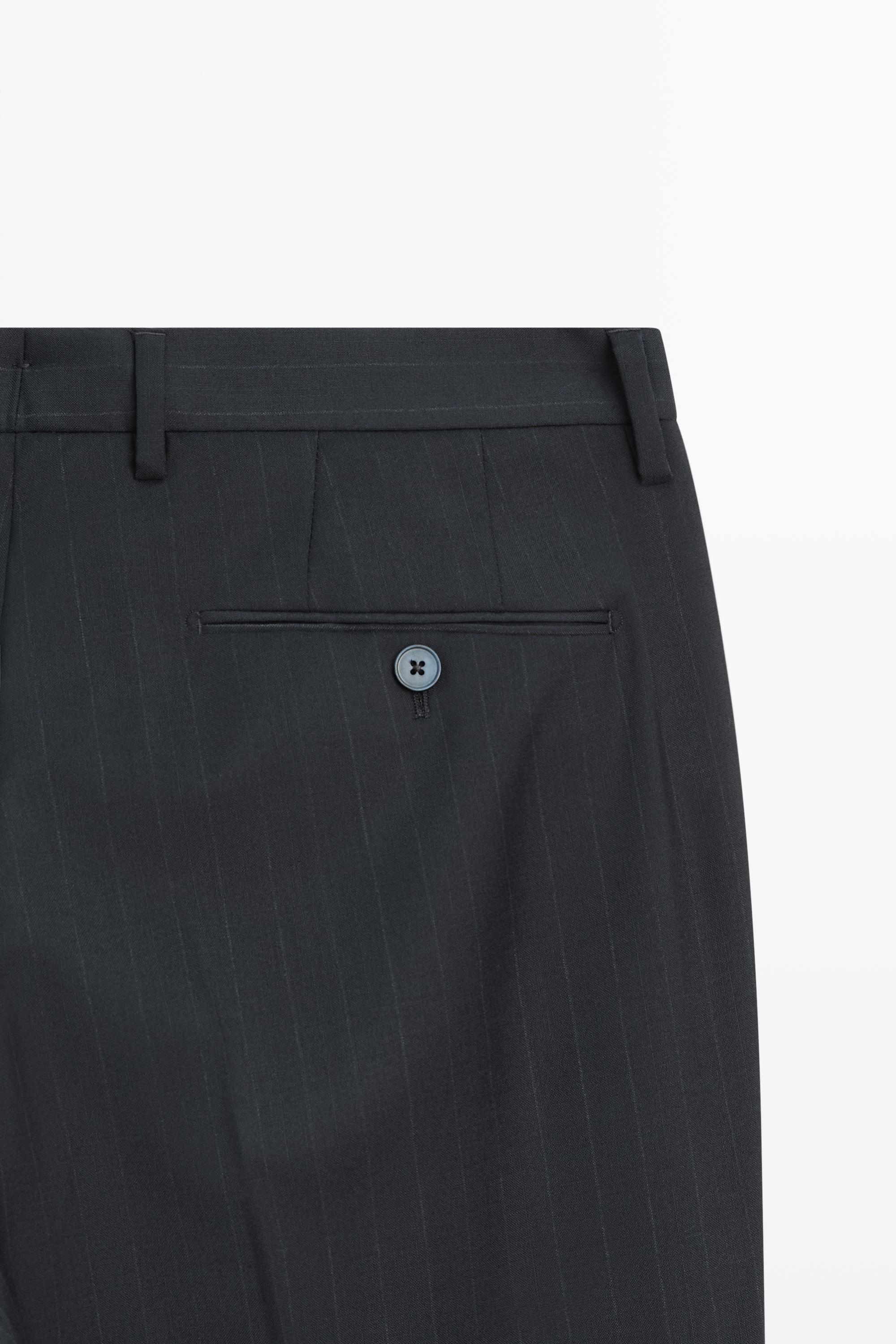 Striped 100% cool wool suit pants