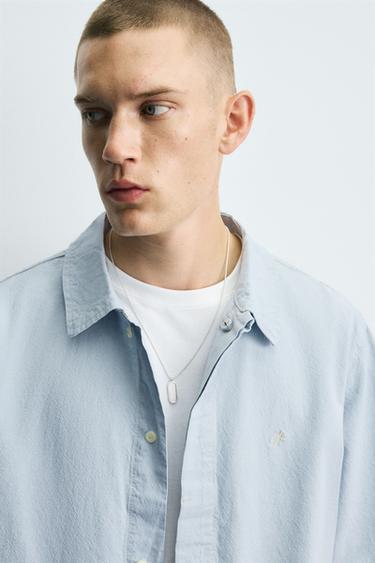 EMBROIDERED DENIM SHIRT - Light blue by Zara - Image 5