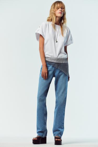 Zara TAB BUTTON T-SHIRT - White