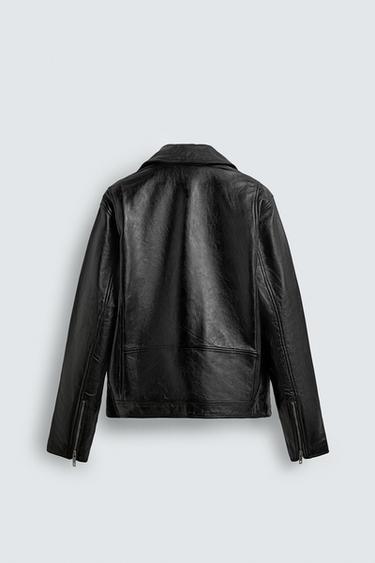 LEATHER BIKER JACKET - Black de Zara - Image 7