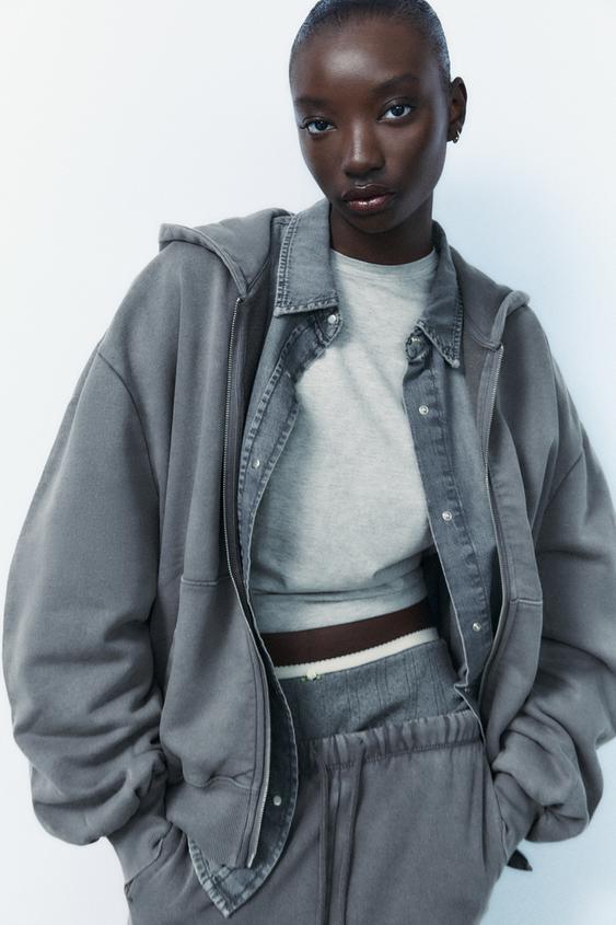 Sudaderas Mujer Invierno Sudadera ZARA De Punto Interlock Azul