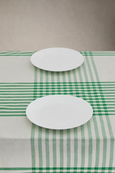 CHECK DYED COTTON TABLECLOTH - Green by Zara - Image 1