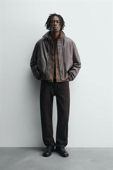 JAQUETA RELAXED FIT DE POLIURETANO - Marrom-escuro da Zara - Imagem 0