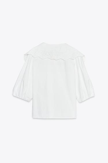 POPLIN SHIRT WITH PETER PAN COLLAR - White by Zara - Image 5