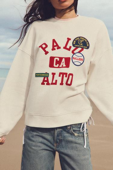 SWEATSHIRT MET PATCHES - Wit van Zara