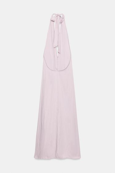 ROBE MIDI HALTER SATINÉE - Lilas de Zara - Image 3