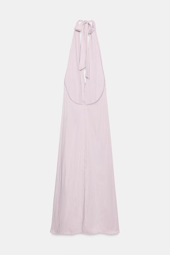 ROBE MIDI HALTER SATINÉE - Lilas de Zara - Image 3