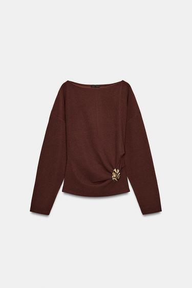 توب بملمس وإبزيم - بني الخاص بـ Zara