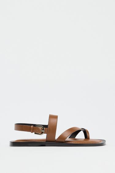 TOE-POST STRAPPY SANDALS - Brown by Zara