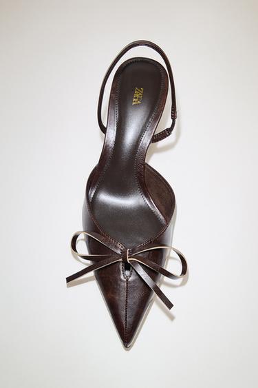 Zara BOW SLINGBACK SHOES - Brown