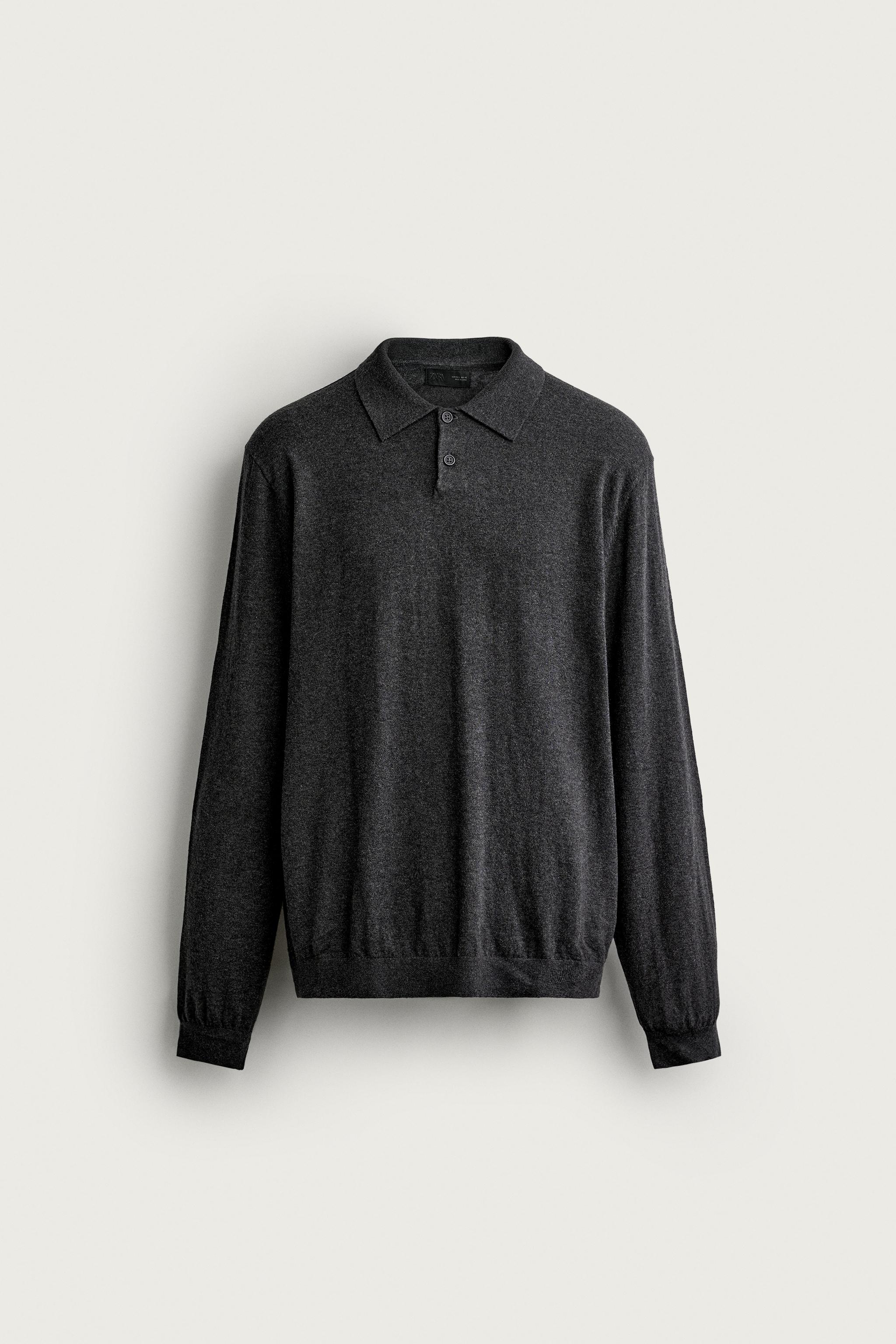 COTTON/CASHMERE KNIT POLO SHIRT - Blue | ZARA Singapore