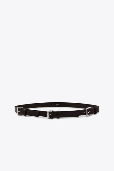CINTURÓN PIEL HEBILLA MULTIPOSICIÓN - Marrón de Zara