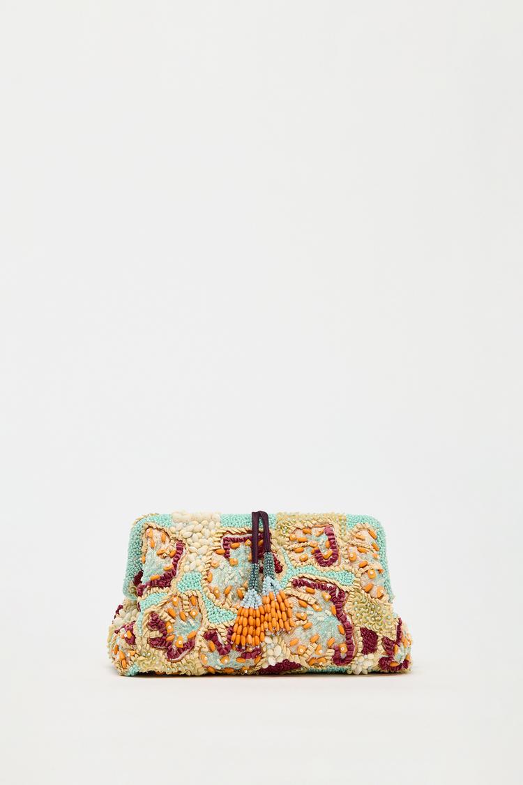 ビーズ刺繍入りクラッチバッグ - マルチカラー | ZARA Japan / 日本