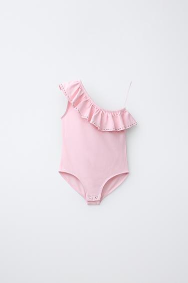 BODY ASIMÉTRICO VOLANTE - Rosa palo de Zara - Imagen 0