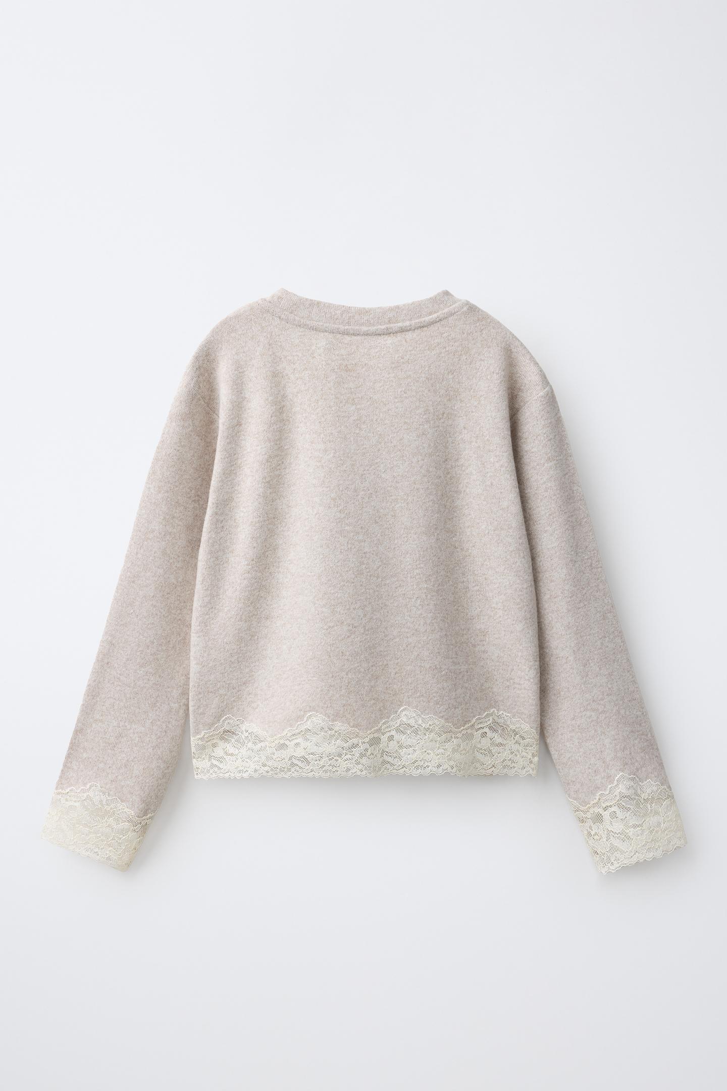 Детская футболка Zara Soft Touch Lace, цвет: Бежевый — фото 2