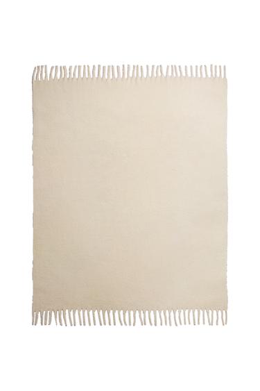 MOHAIR EFFECT BLANKET - Ecru by Zara