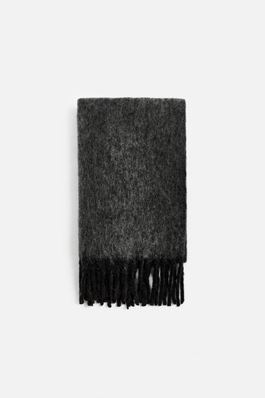 BRUSHED TEXTURED SCARF - Black by Zara - Image 0