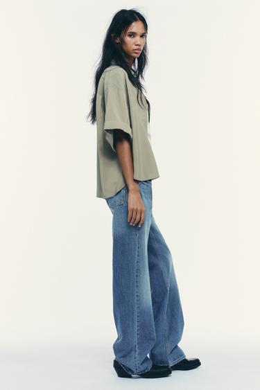 SHORT SLEEVE FLOWING SHIRT - Khaki by Zara - Image 2