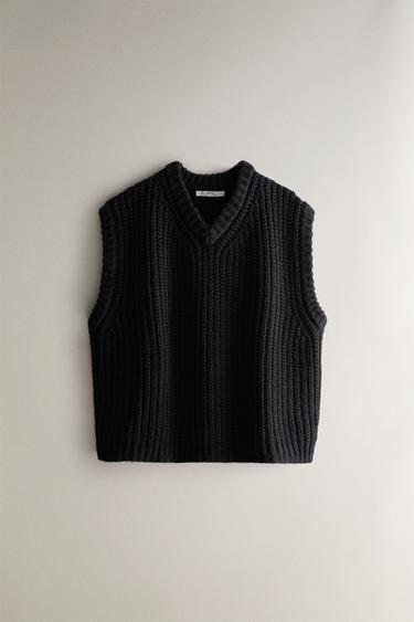 VESTE SANS MANCHES EN MAILLE - Gris foncé de Zara - Image 0