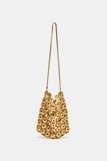 METAL APPLIQUÉ BUCKET BAG - Gold by Zara