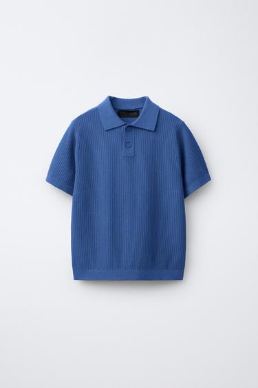 BASIC RIB KNIT POLO SHIRT - Bluish by Zara