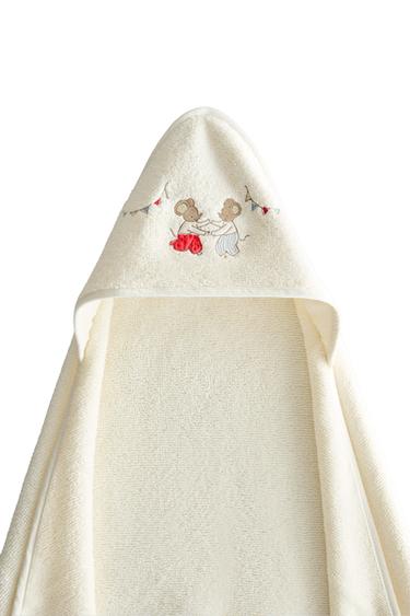 KIDS' MOUSE HOODED BATH TOWEL - Light beige by Zara