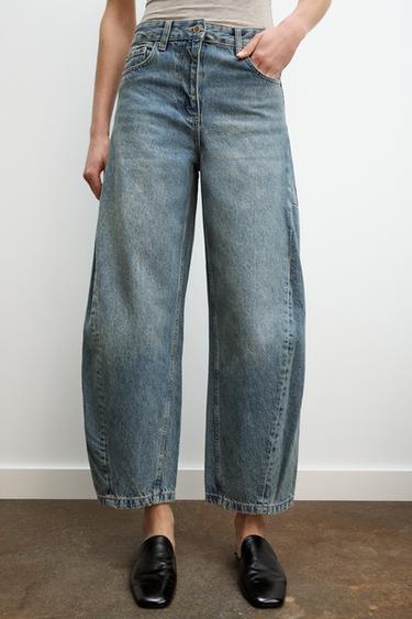 Zara ZW COLLECTION MID-RISE BALLOON JEANS - Light blue