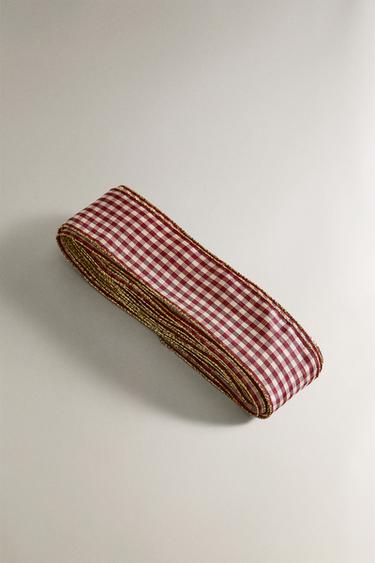 크리스마스 체크 선물 포장 리본 - Zara의 레드 - 이미지 0