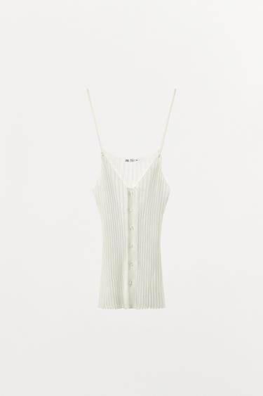 PLEATED FINE KNIT TOP - White by Zara - Image 5