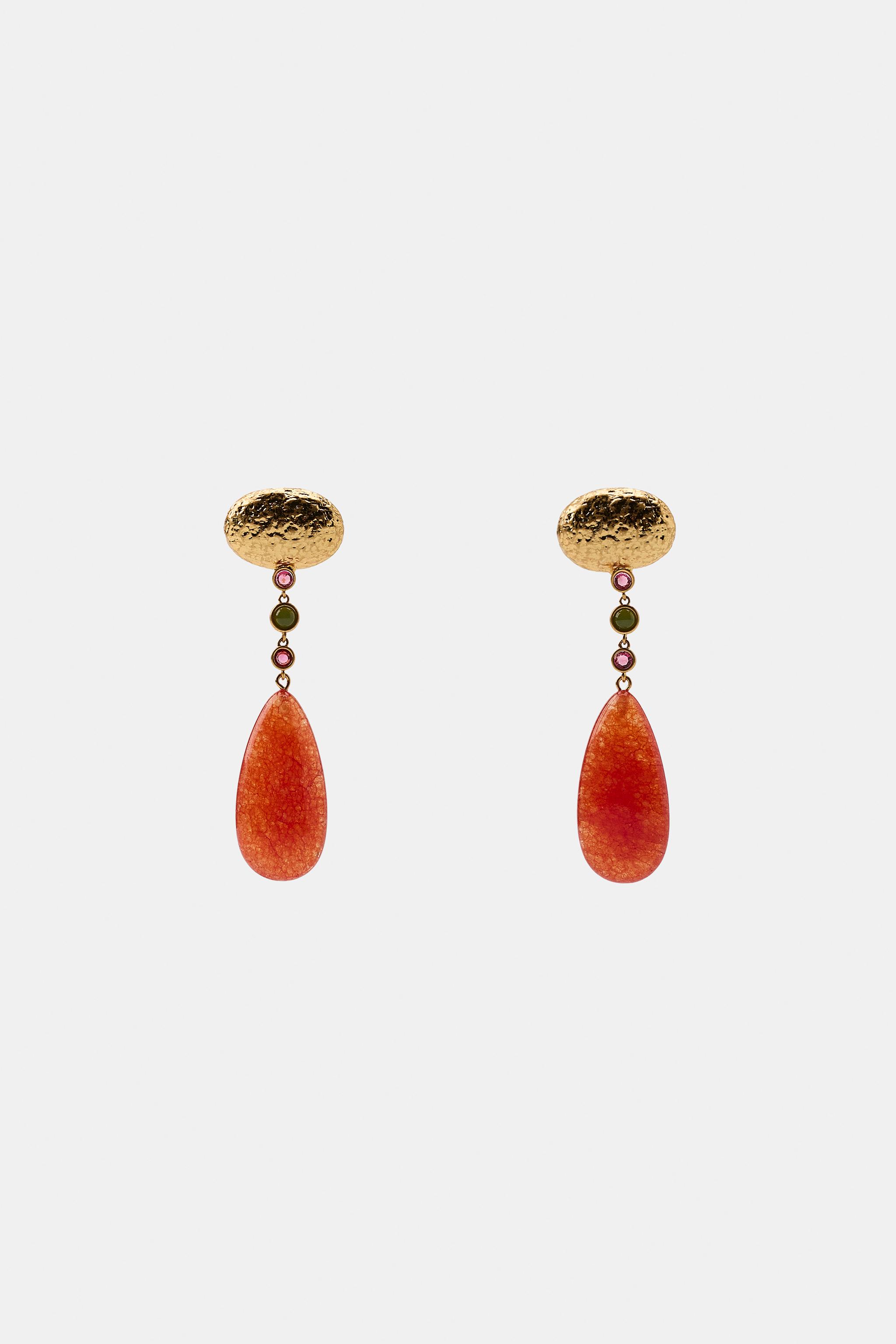 BUTTON STONE EARRINGS