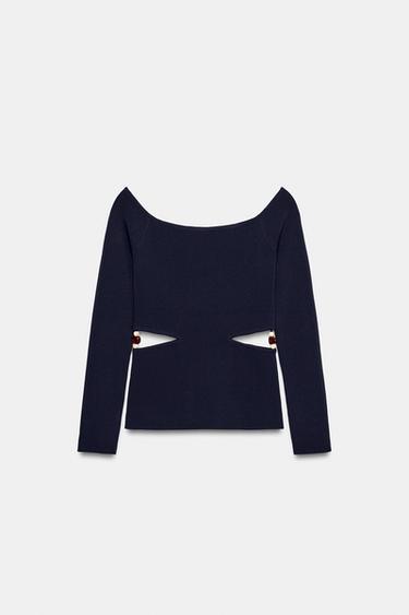 TOP EN MAILLE CUT OUT FANTAISIE - Bleu de Zara - Image 7