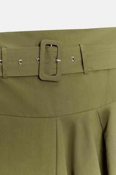 MIDI SKIRT WITH BELT - Khaki by Zara - Image 3
