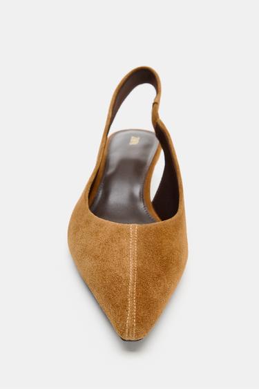 SPLIT SUEDE SLINGBACK SHOES - Brown by Zara - Image 4