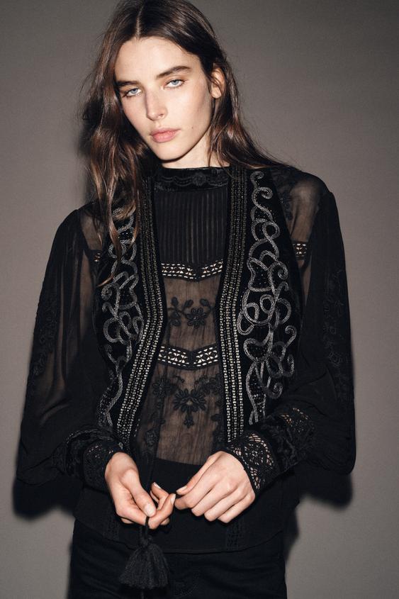 ZW COLLECTION EMBROIDERED VELVET VEST