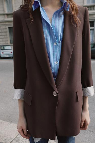 VESTE POIGNETS IMPRIMÉS - Marron de Zara - Image 1