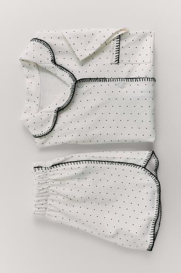 AGES 6-14 / POLKA DOT SHIRT PYJAMAS - Ecru by Zara
