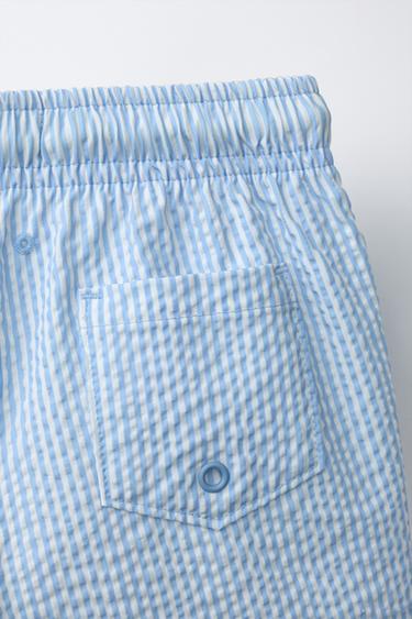 SHORT DE BAIN SEERSUCKER À RAYURES 1-6 ANS - Bleu clair de Zara - Image 3