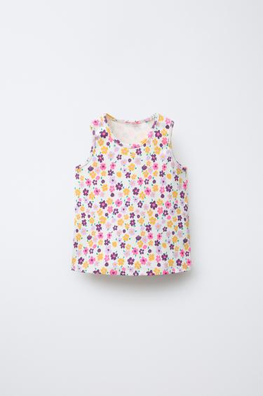 PRINTED RIBBED T-SHIRT - Dark mauve by Zara