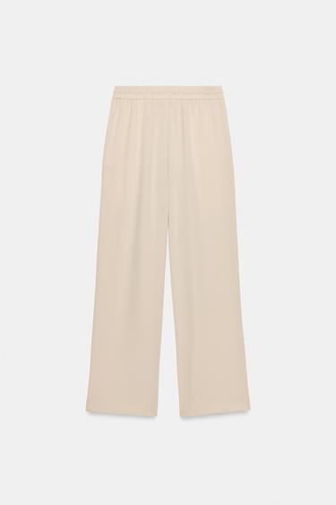 PANTALON FLUIDE À TAILLE ÉLASTIQUE - Beige de Zara - Image 6