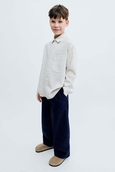 STORIESZ - CHECKED COTTON AND LINEN SHIRT - Blue by Zara