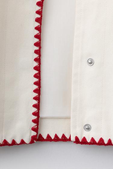 BLOUSON WORKER BRODÉ - Écru / Rouge de Zara - Image 3