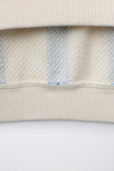 SWEATSHIRT WITH RAISED STRIPED TEXT - Ecru / Blue by Zara - Image 3