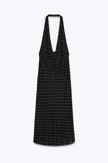 ROBE HALTER À POIS ZW COLLECTION - Noir / Écru de Zara - Image 2