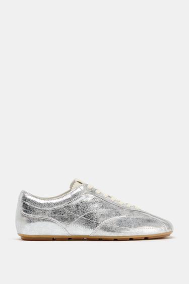 Zara METALLIC SNEAKERS - Silver