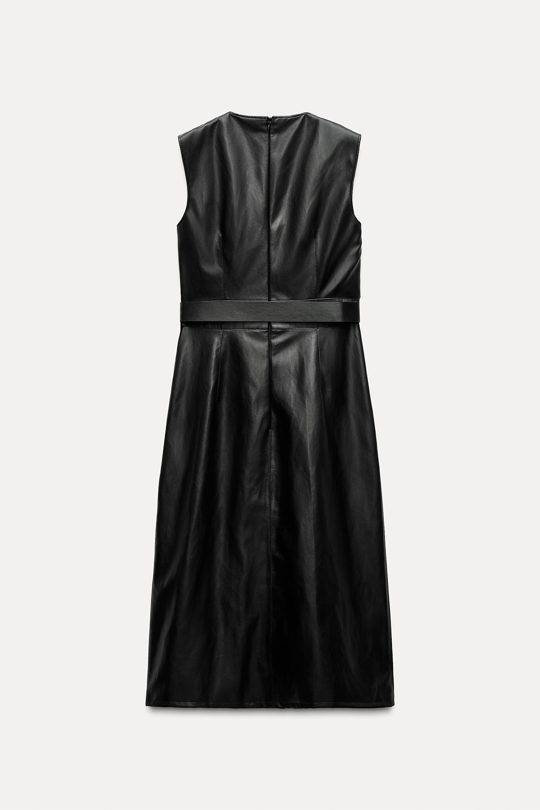 ZARA BLOGGER FAVORITE FAUX LEATHER online DRESS BLACK