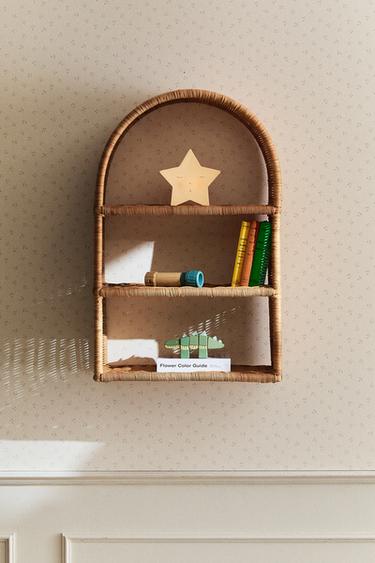CHILDREN’S OVAL RATTAN SHELVING UNIT - Light beige by Zara