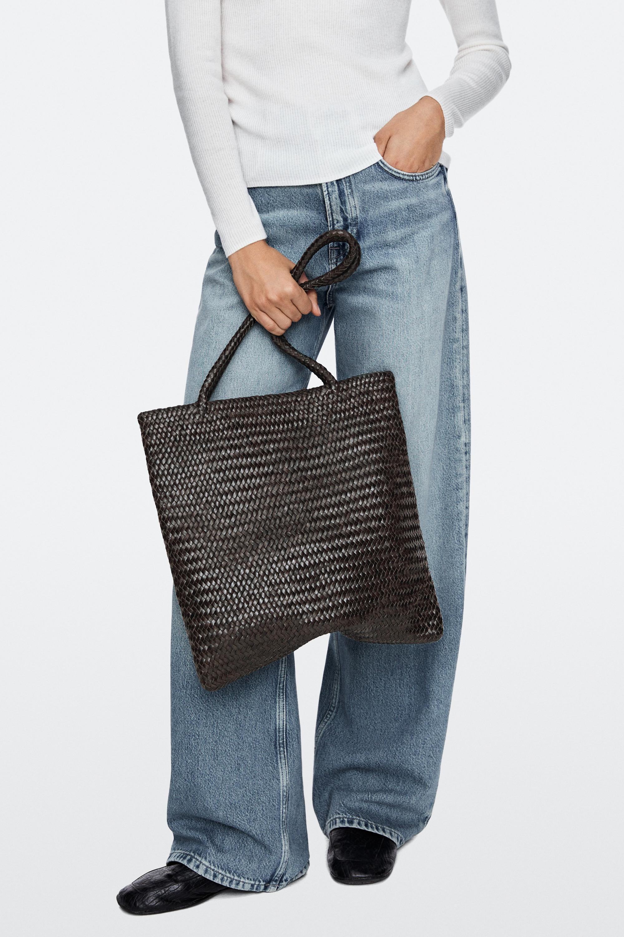 Medium braided nappa leather tote bag