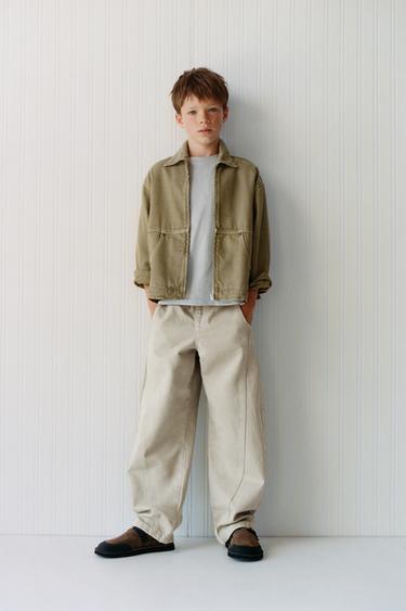 PANTALÓN BARREL COSTURAS - Beige de Zara